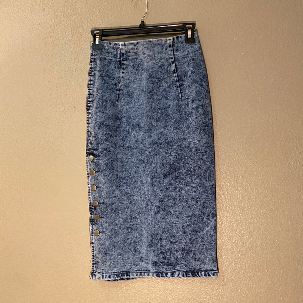 Acid Wash Denim Pencil Skirt Size Small